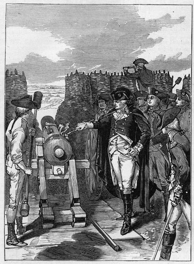 General George Washington and the first firing of the canon at the Siege of Yorktown in 1781 by American School