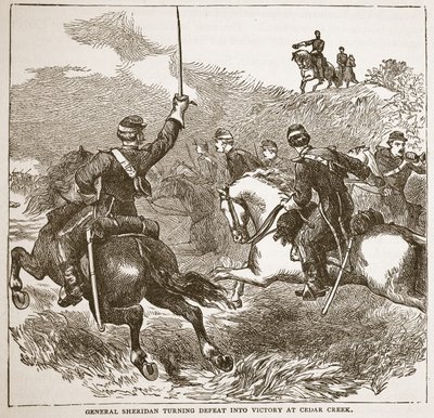 General Sheridan turning defeat into victory at Cedar Creek, from a book published 1896 by American School