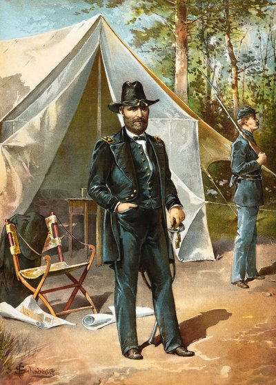 General Ulysses S. Grant Standing in Front of His Tent During the American Civil War, published 1892 by American School