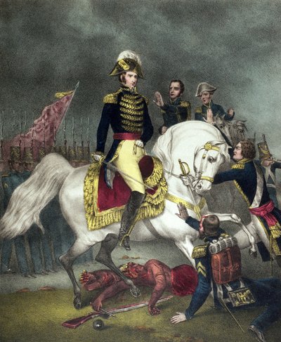 General William Henry Harrison at the Battle of Tippecanoe in 1811 by American School