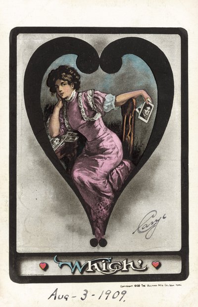 Girl considering the relative attractions of her lovers by American School