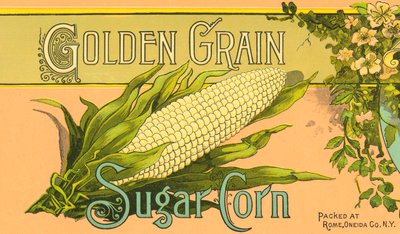 Golden Grain Sugar Corn Product Label, c.1890 by American School
