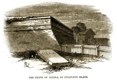Grave of the Seminole chieftain Osceola, as it appeared beside the Northwestern Bastion of Fort Moultrie in 1860, just prior to the American Civil War by American School