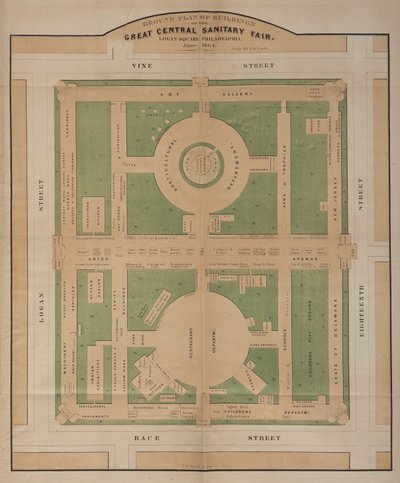 Ground Plan of Buildings of the Great Central Sanitary Fair, Logan Square, June 1864 by American School