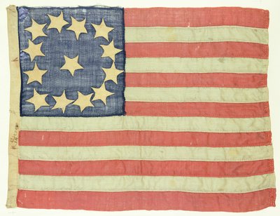Handsewn Flag with Thirteen Stars by American School