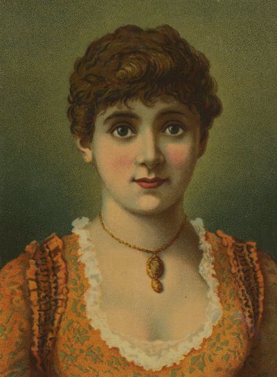 Handsome woman, wearing pendant, with large blue eyes by American School