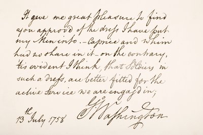 Handwriting and Signature of George Washington, 1758 by American School