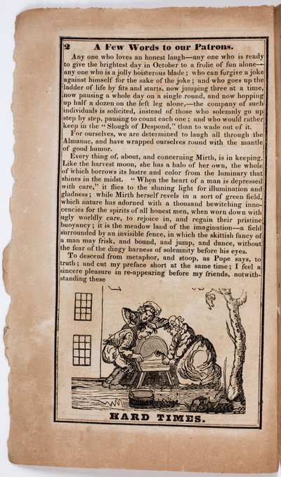 Hard Times, Page 2 from The American Comic Almanac for 1838 by American School