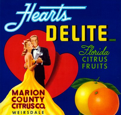 Hearts Delite Fruit Crate Label by American School