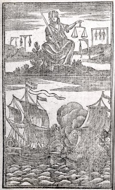 History and Lives of All the Most Notorious Pirates and their Crews, frontispiece, London, 1725 by American School