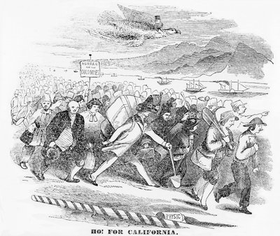 Ho! for California, Illustration from the New York Atlas, 14th January, 1849 by American School