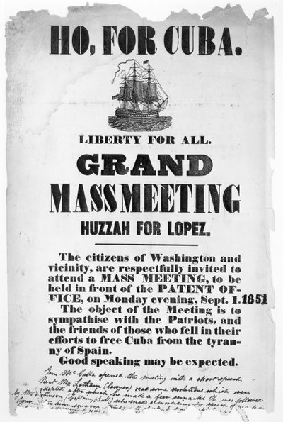 Ho, for Cuba, Poster Advertising a Meeting to Sympathise with Those Who Fell in Their Efforts to Free Cuba from the Tyranny of Spain by American School