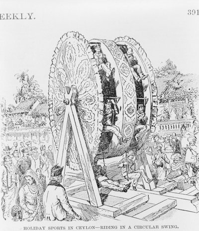 Holiday Sports in Ceylon, Riding in a Circular Wheel, c.1893 by American School