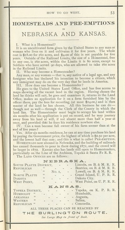 Homesteads and Pre-Emptions by American School