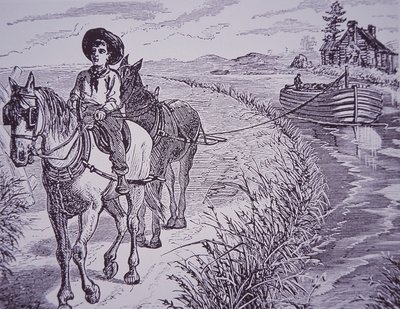 Horses Pulling Canal Boat on Towpath, Erie Canal by American School