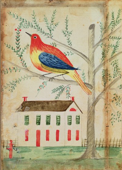 House and Bird in a Tree by American School