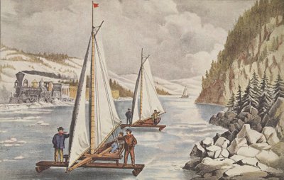 Ice-Boat Race on the Hudson by American School