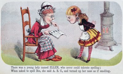 Illustration from Ellen, a rhyme in Nonsense for Girls, a pamphlet published by McLoughlin Brothers, New York, 1874 by American School