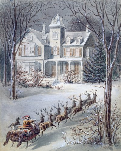 Illustration from Twas the Night Before Christmas written by Professor Clement Clarke Moore by American School