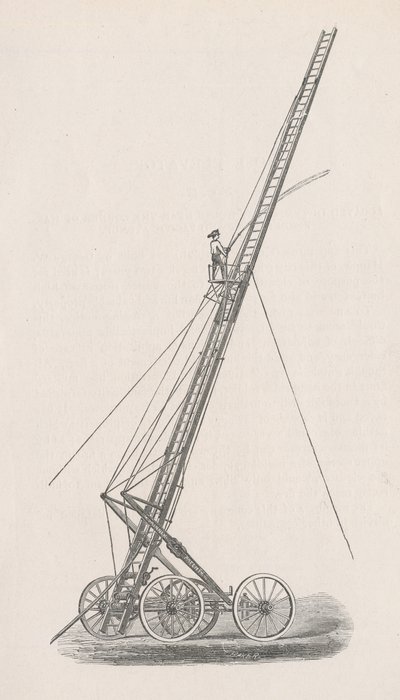 Illustration of Hose Elevator and Truck No. 1 from the Report of the Board of Police in the Fire Department to the Common Council of the City of Chicago, 1872 by American School