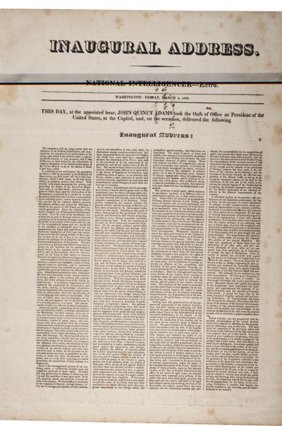 Inaugural Address of John Quincy Adams, 4th March 1825 by American School