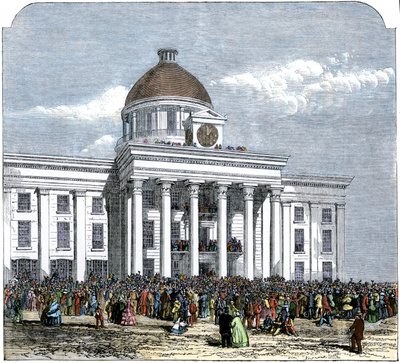 Inauguration of President Jefferson Davis as Head of the Confederate State of America, Montgomery City Hall, Alabama by American School