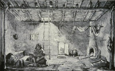 Interior of a Pueblo House by American School