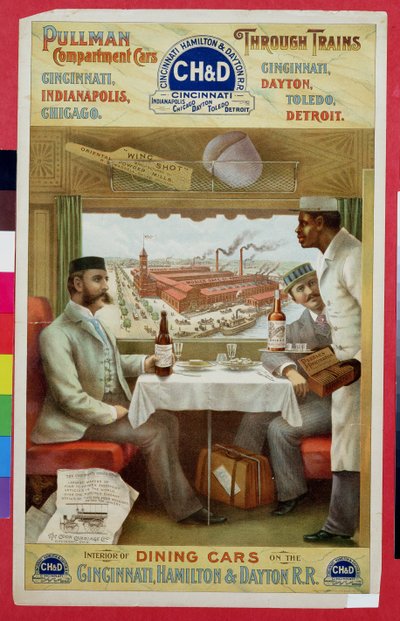 Interior of dining cars on the Cincinnati, Hamilton and Dayton Rail Road by American School