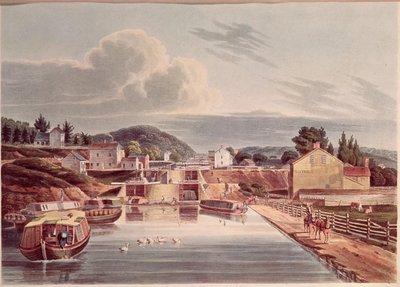 Junction of Erie and Northern Canal, engraved by J. Hill by American School