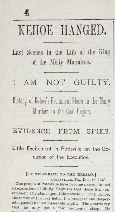 Kehoe Hanged, from the New York Herald, 19th December, 1878 by American School