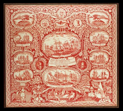 Kerchief commemorating the victories of the War of 1812, c.1815 by American School