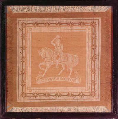 Kerchief depicting George Washington on horseback by American School