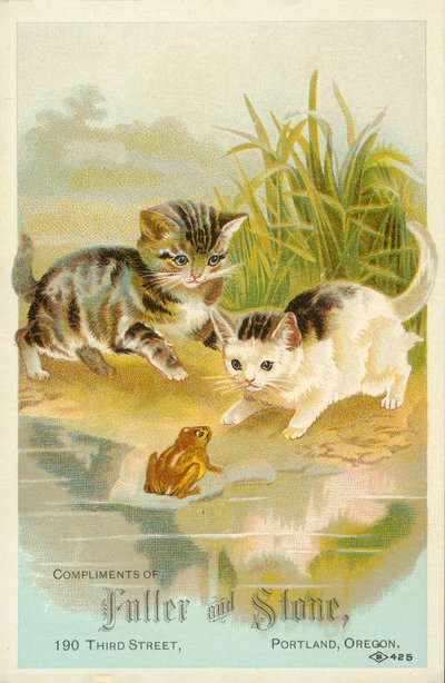 Kittens Meeting a Frog by American School
