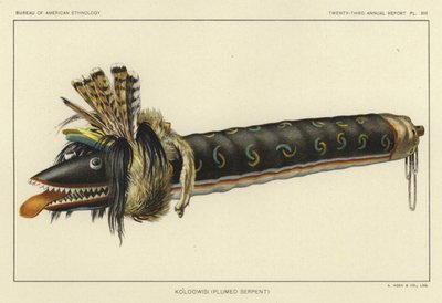 Koloowisi (Plumed Serpent) (colour litho) by American School
