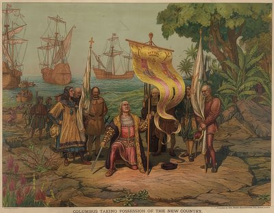 Columbus Lands on the Island of San Salvador, October 12, 1492 by American School