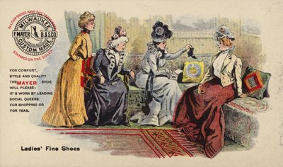 Ladies Sitting on Sofa Admiring Boots by American School