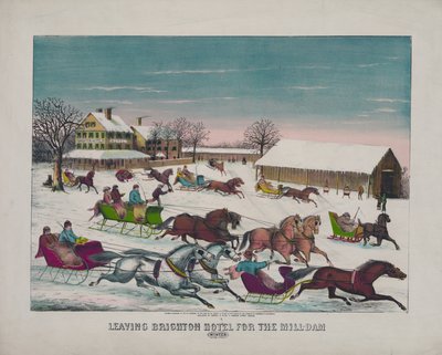 Leaving Brighton Hotel for the Mill-Dam, Winter, c.1871 by American School