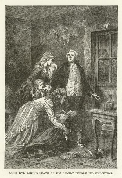 Louis XVI taking leave of his family before his execution by American School