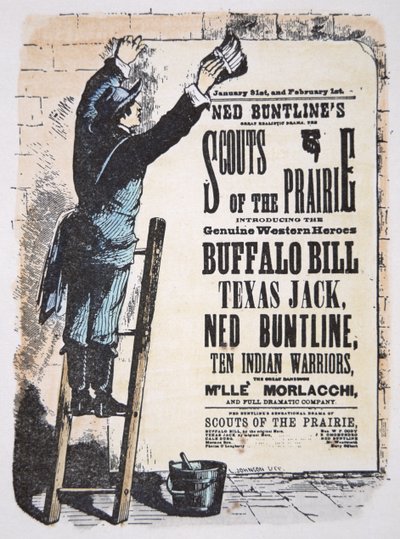 Man posting a theatre bill for 