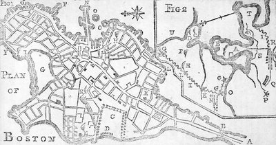 Map of Boston, printed in Bickerstaff