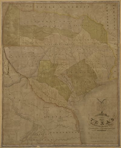 Map of Texas with Parts of the Adjoining States by American School