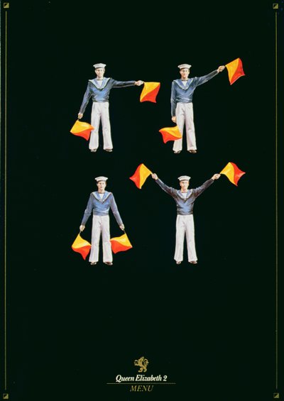 Menu cover from aboard the QE2 by American School