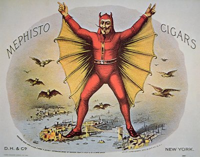 Mephisto Cigars label, printed by F. Heppenheimer