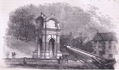 Monument at New Plymouth to mark the site of the landing of the Pilgrim Fathers, illustration from Cassell