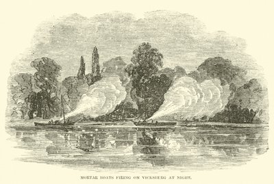 Mortar boats firing on Vicksburg at night, July 1862 by American School