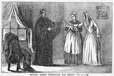 Mother Abbess Strangling the Infant, illustration from an Anti-Catholic pamphlet by American School