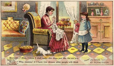 Mother Making a Dress for Her Daughter by American School