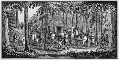 Mr. Hooker and his Congregation Traveling Through the Wilderness by American School