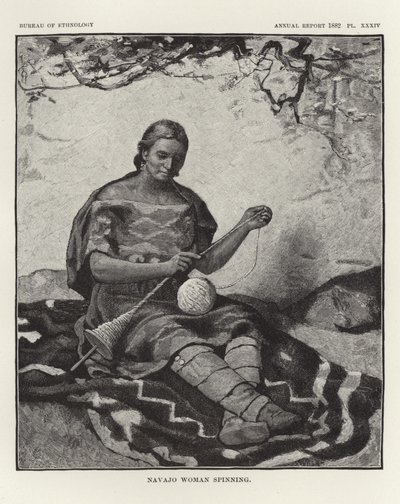 Navajo Woman Spinning by American School