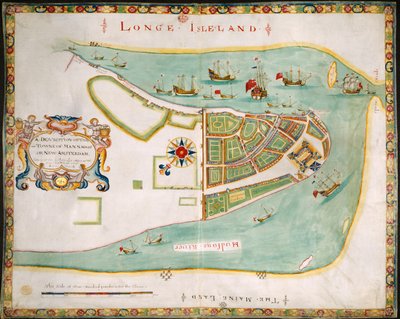 New York: plan of Manhattan, Long Island, the Hudson River and New Amsterdam by American School